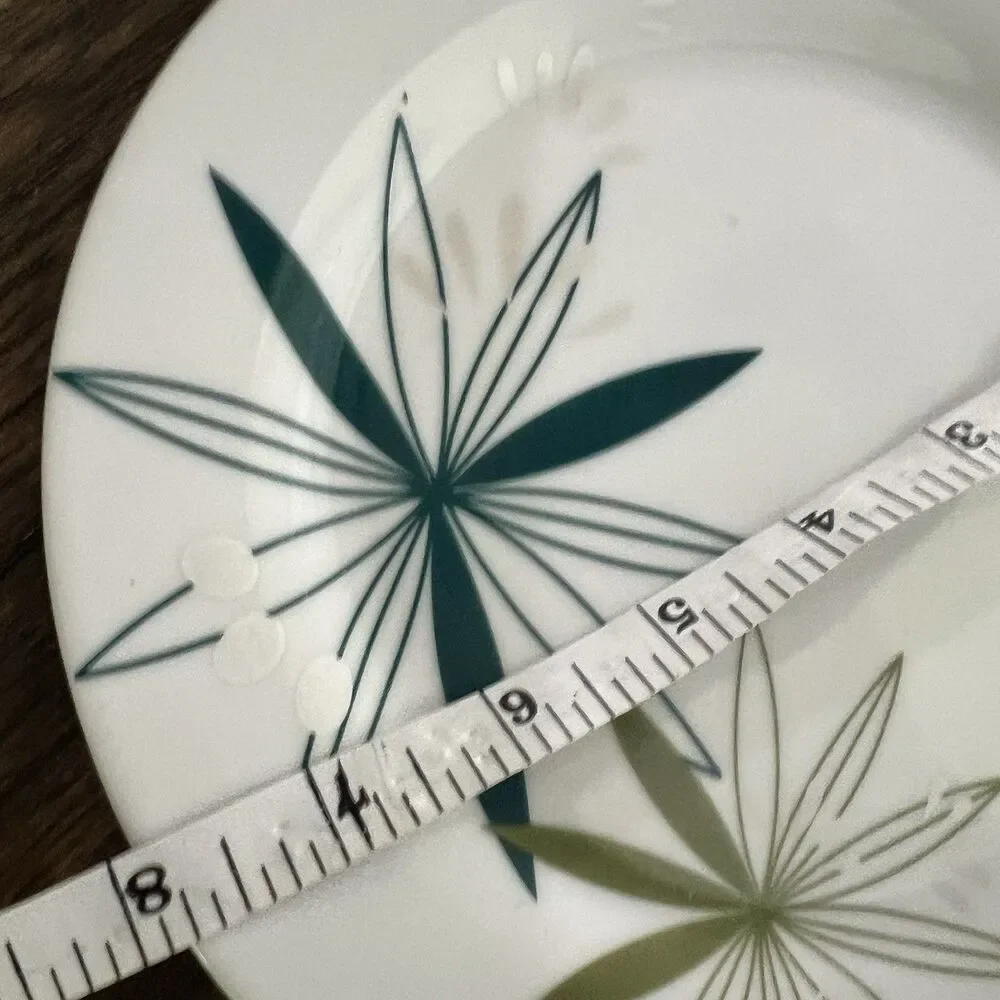 2 Pier 1 One MCM Retro Floral Design Green Silver 8